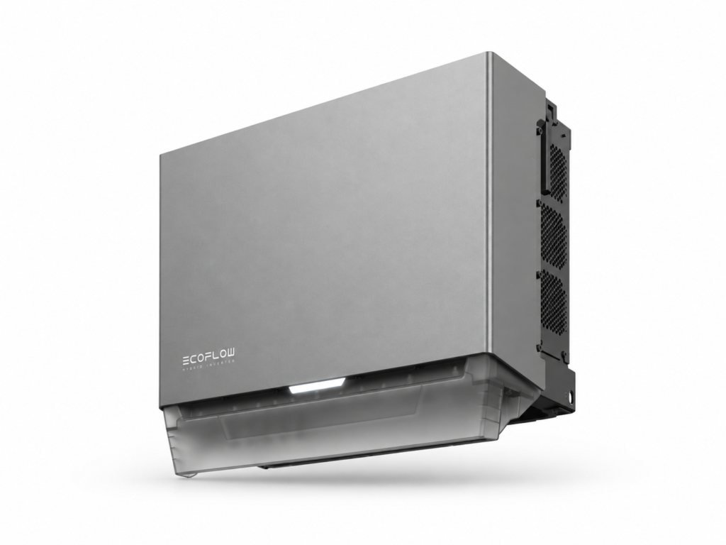 EcoFlow PowerOcean Plus – ilustracja falownika z osłoną złączy